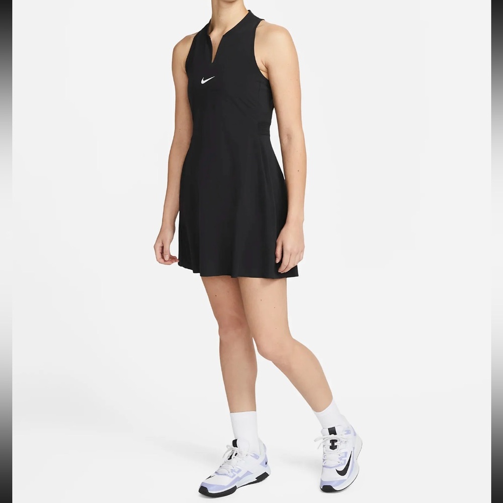 Nike Black Asymmetrical Halter Sheath Dress